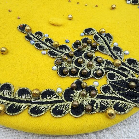 The Florida Beret Women's 100% Wool Beaded Embroidered Beret - OS - Picture 3 of 5